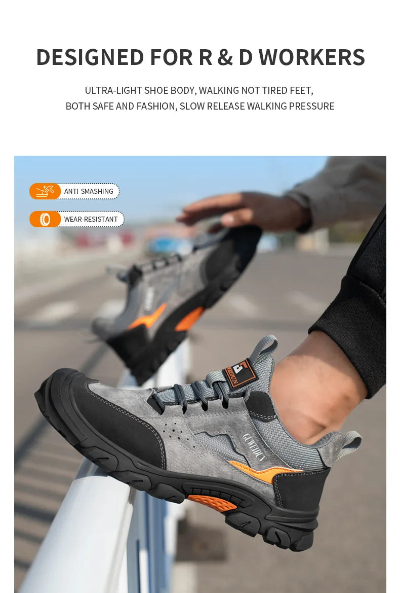 Men’s Lightweight Safety Work Shoes – Plastic Toe & Anti-Puncture